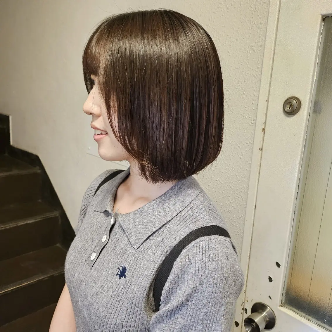 ミディアム ボブ レイヤーカット カット あべかりん/原宿 /マツパ/ハイトーンのヘアスタイル