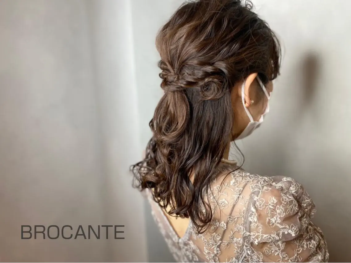 セミロング ヘアアレンジ ハーフアップ 結婚式・ブライダル BROCANTE立川 karasawa.nのヘアスタイル