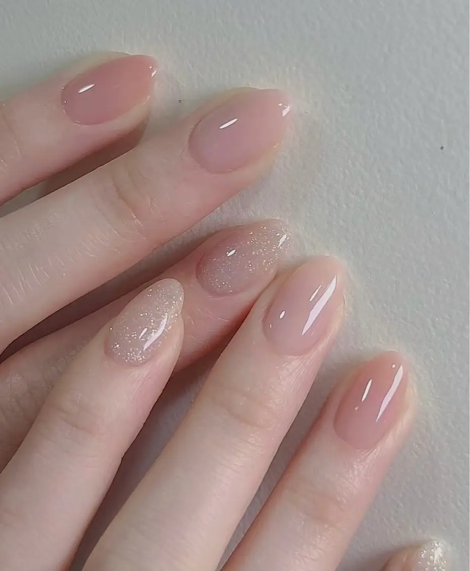 ネイル アートネイル オーロラネイル チークネイル フレンチネイル ガラスフレンチ ハンドネイル 🎀YooLi Nail salonのネイルデザイン