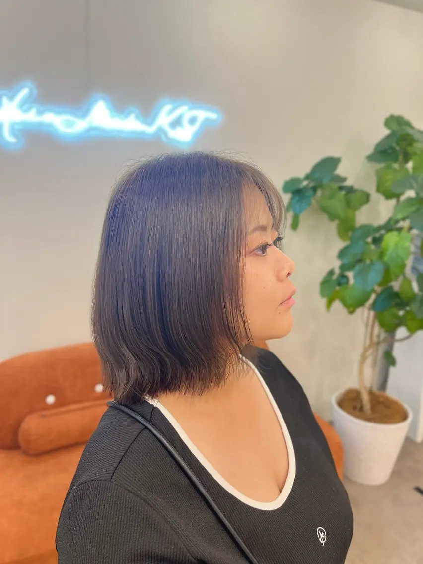 ミディアム カラー グレージュ 外ハネヘア HairModeKT 中原のヘアスタイル