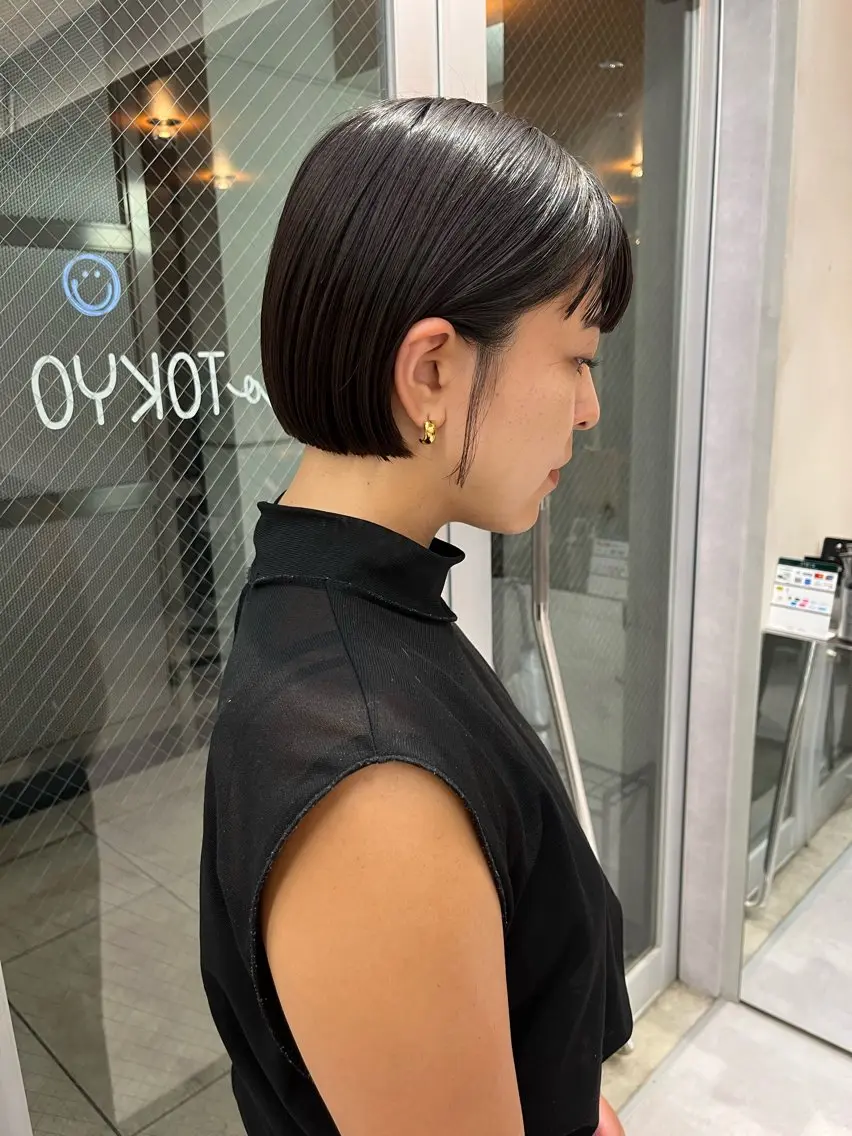 ミディアム カラー カット ヘアカラー トリートメント 縮毛矯正ボブ&顔まわ レイヤー♡TOMOEのヘアスタイル