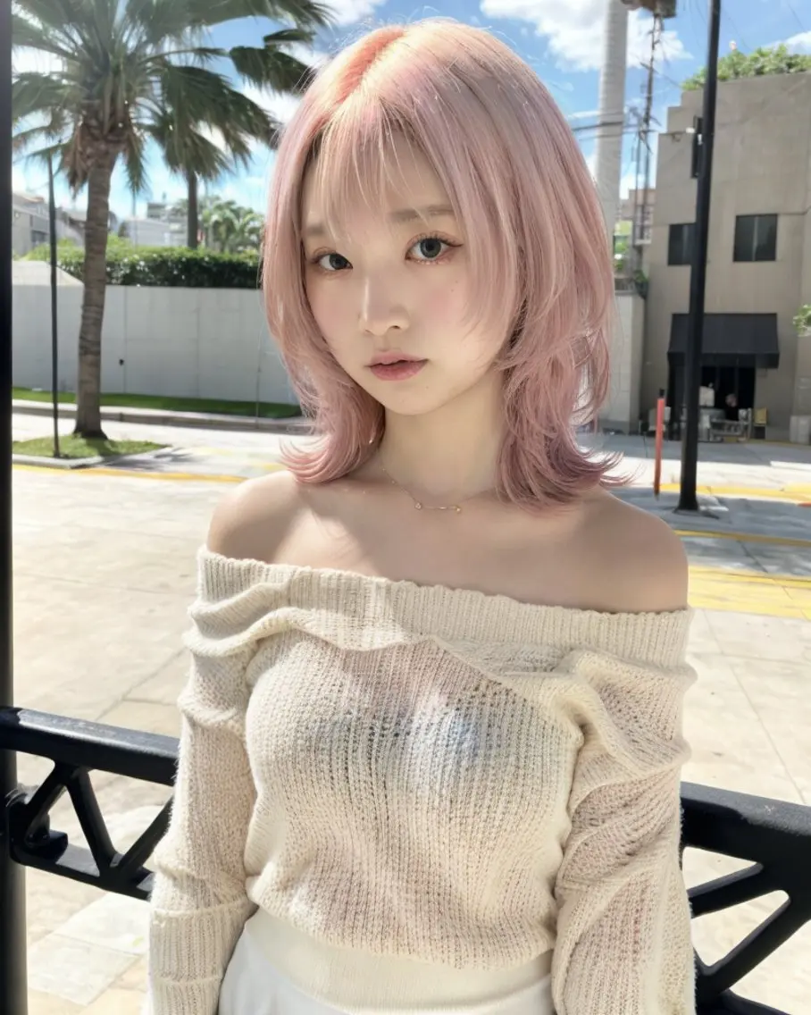 セミロング ヘアカラー Rin♡透明感ピンク 🎀白肌ラベンダーのヘアスタイル