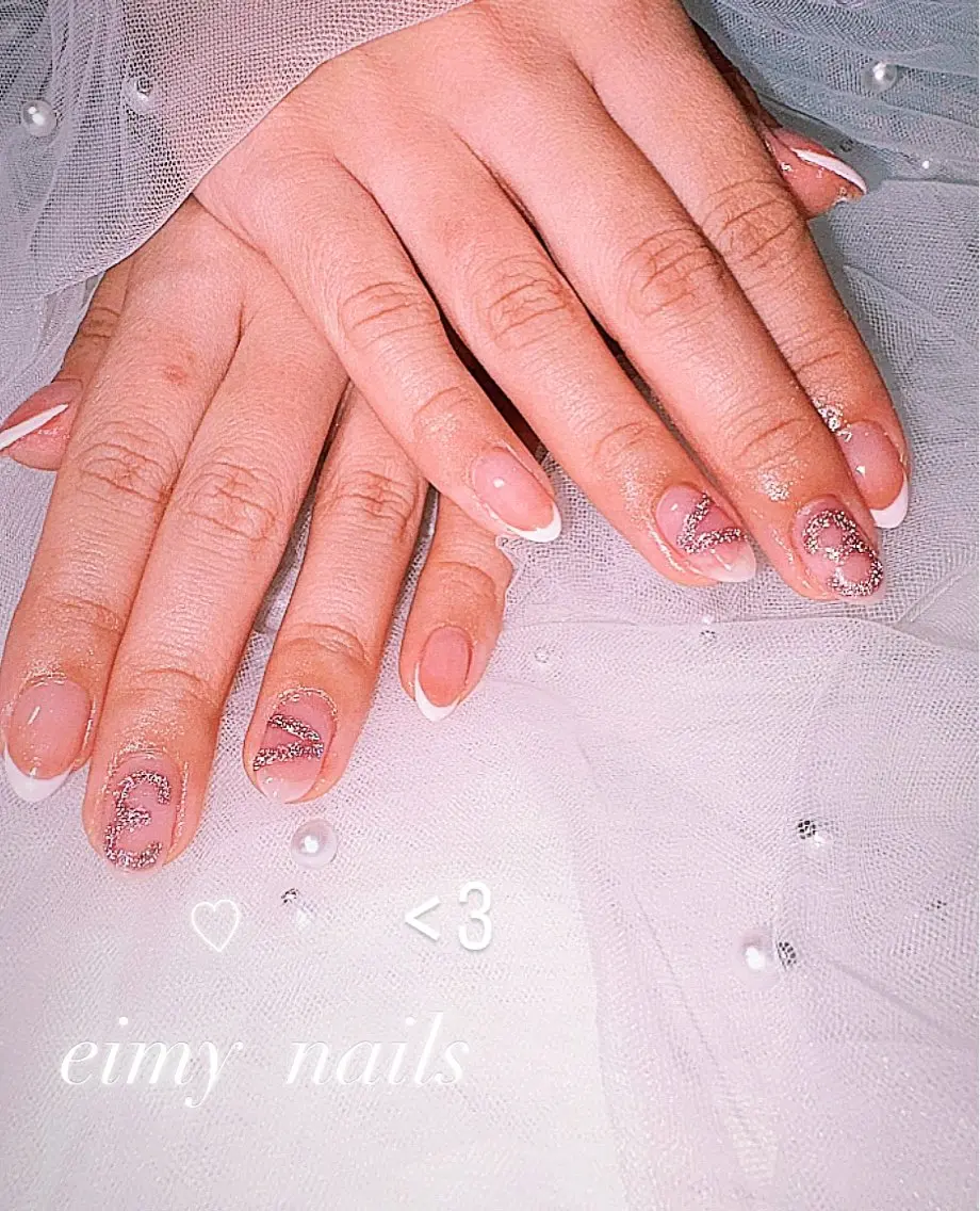 ネイル フラッシュネイル フレンチネイル グラデーション 韓国ネイル ラメ(グリッター) ハンドネイル eimy nails♡のネイルデザイン