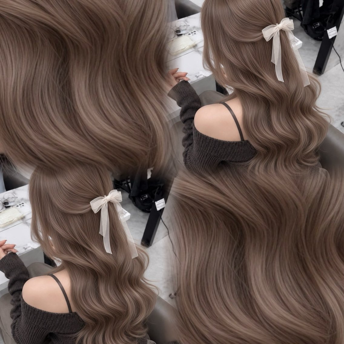 ロング カラー カット ヘアカラー トリートメント ヘアセット クルミ🤍推し活 🎀ピンクカラーのヘアスタイル