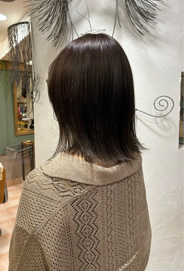 セミロング カラー ブラウンカラー ハイライトカラー ハイライト 七彩 ななせのヘアスタイル