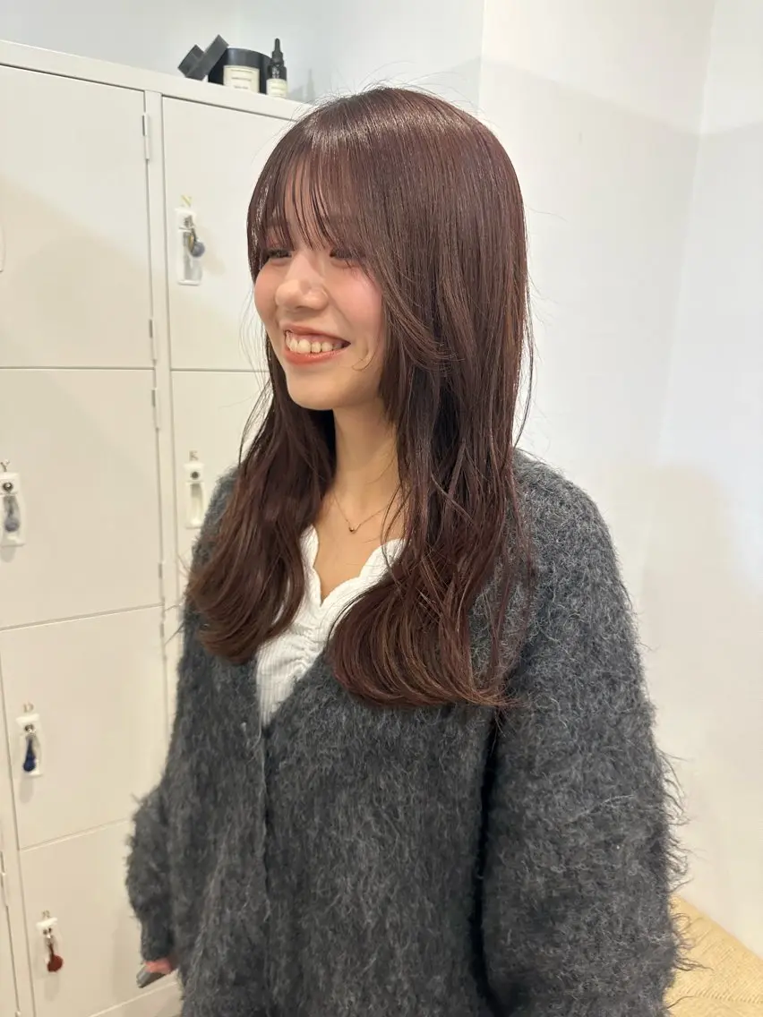 ロング カラー ブラウンカラー パープルカラー パープルブラウン ヘアカラー トリートメント 梅田/柔らかカラー/ オオハシ リナコのヘアスタイル
