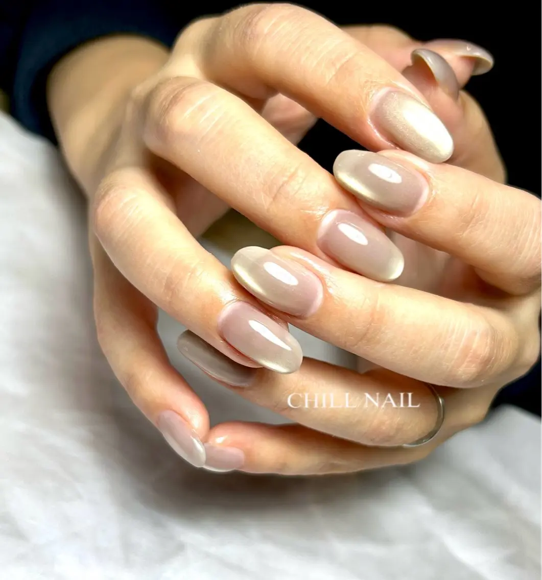 ネイル ゴールド マグネットネイル ハンドネイル CHILL NAILのネイルデザイン
