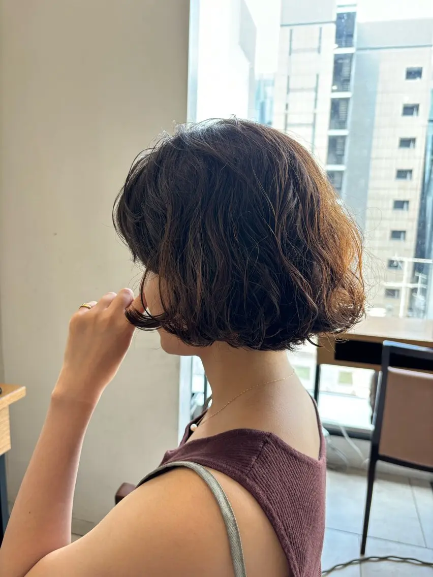 パーマ ボブ ニュアンスパーマ ボブ/ミディアム 親しみやすさ/さくらのヘアスタイル
