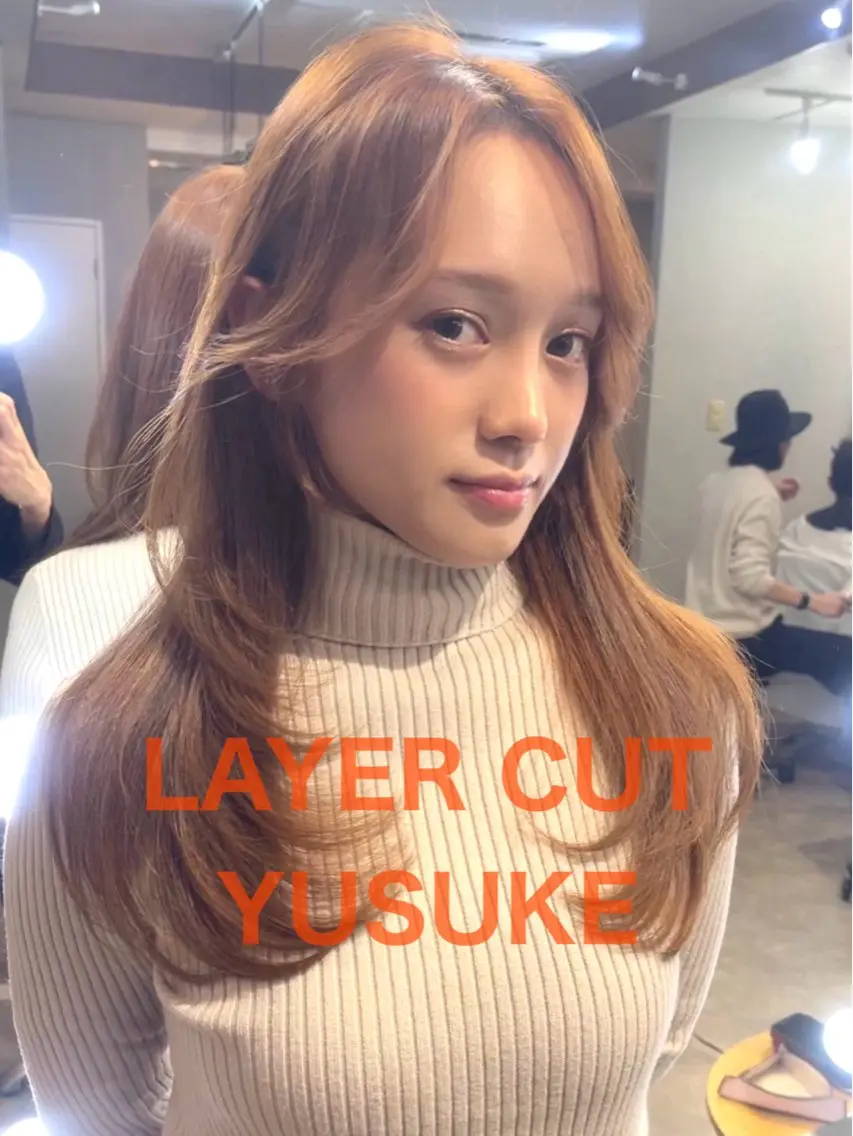 ロング カラー カット ヘアカラー YUSUKE レイヤーカットカラーのヘアスタイル