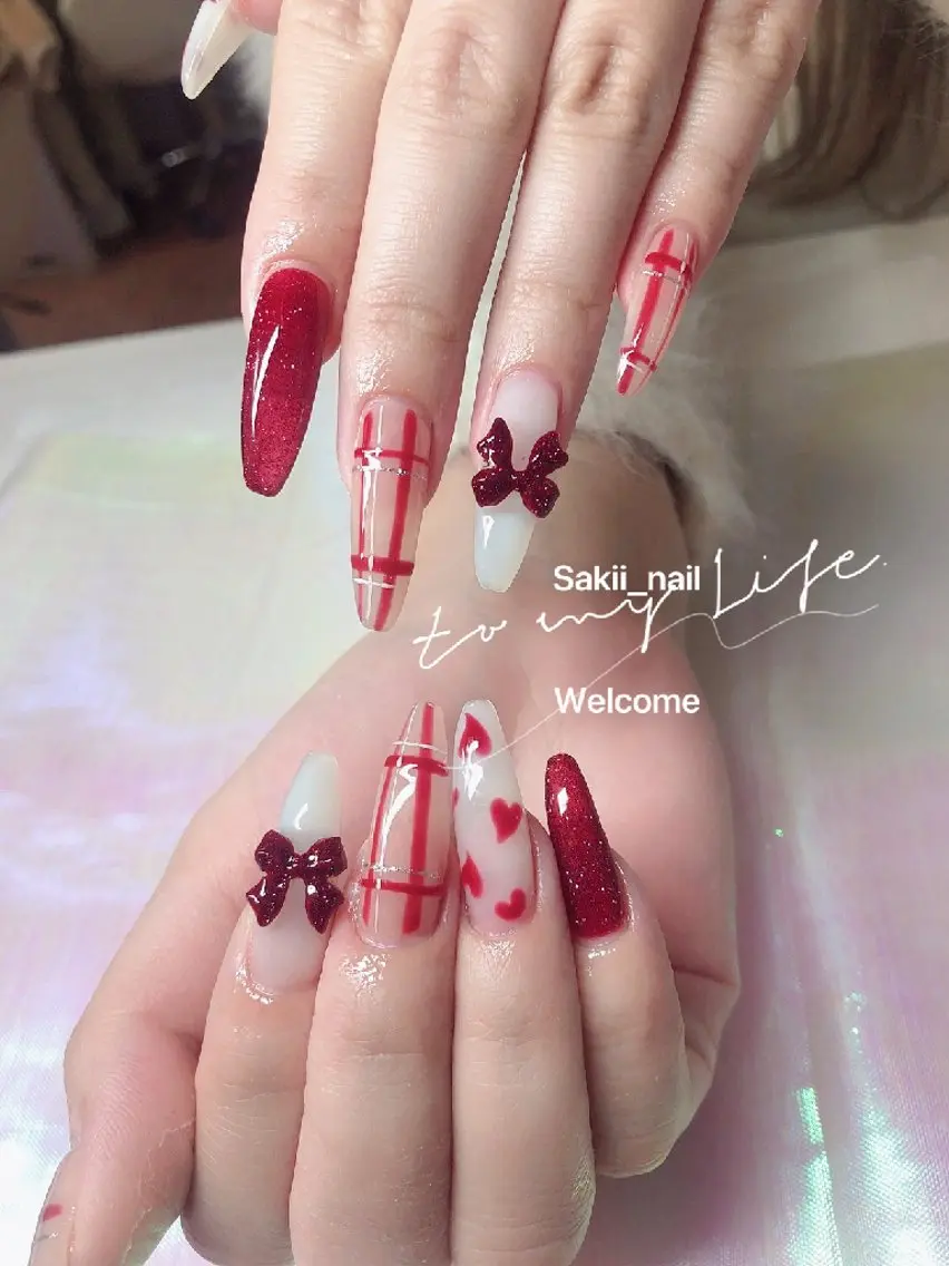 【オフ無料】🌸150分チップ長さ出し　💗ロング爪尖端から1.2-1.5cm　10本　持ち込みデザインの写真