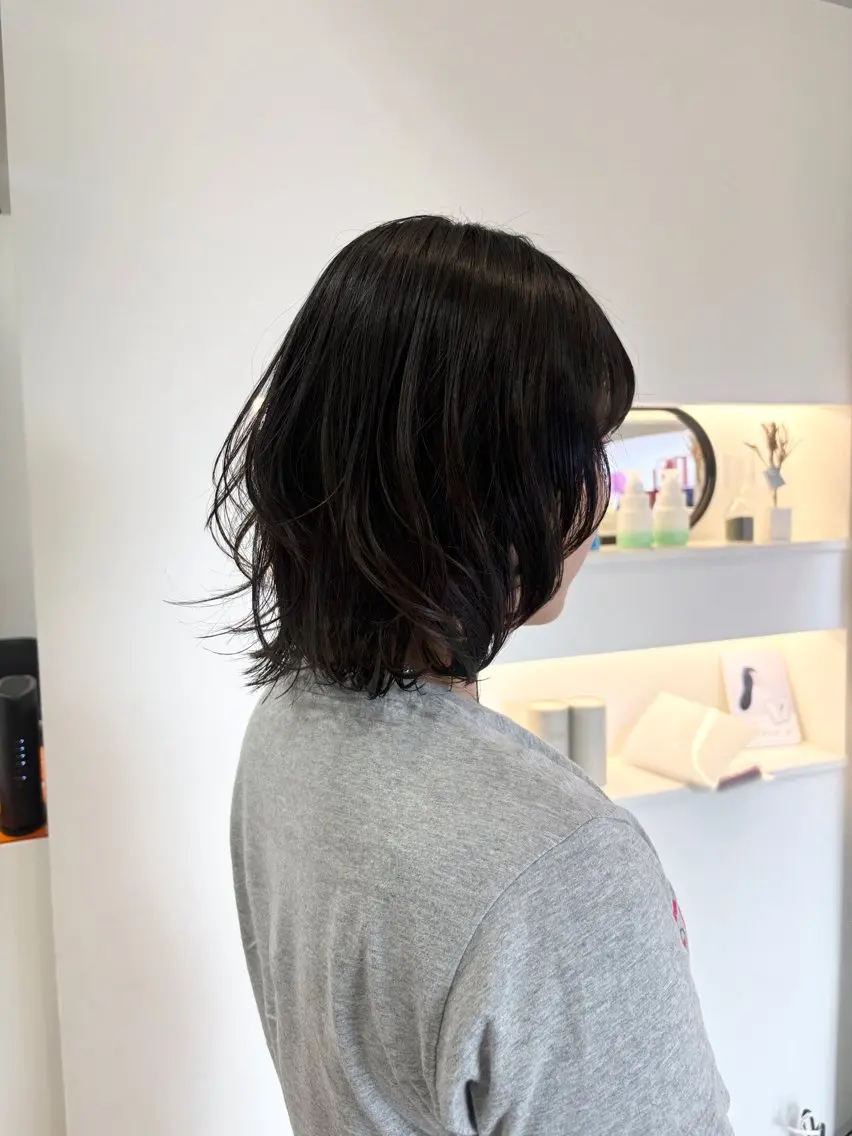 ミディアム ボブレイヤー ボブ 顔周りカット レイヤーカット EDAME/ 心奈のヘアスタイル