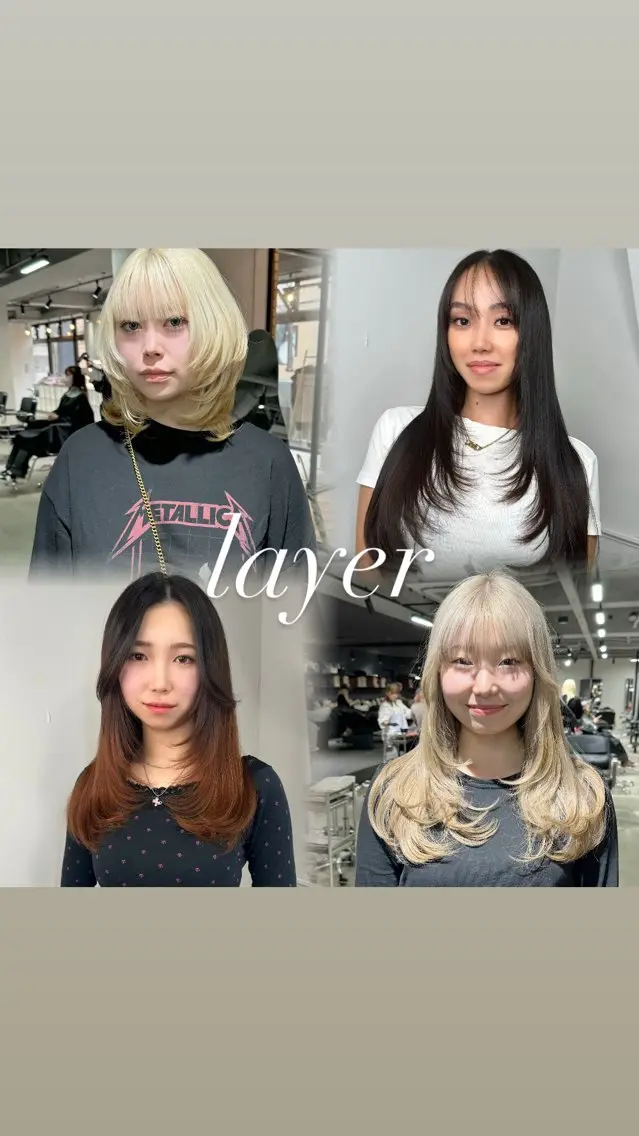 セミロング ケアカラー ボブ 髪質改善 韓国風ヘア レイヤーカット カット トリートメント 心斎橋 韓国レイヤ ー指名No.1renのヘアスタイル