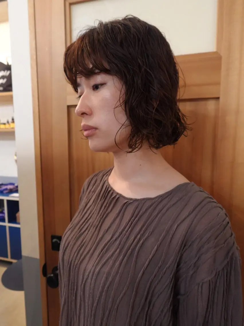 ショート パーマ ボブ ニュアンスパーマ カット パーマ トリートメント momo /ボブ/パーマのヘアスタイル