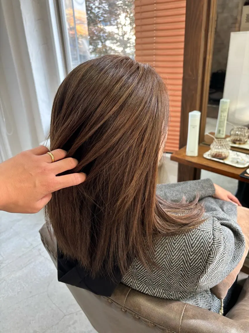 セミロング カラー ヘアカラー ショート・パーマ・デ ザインカラー/むつみのヘアスタイル