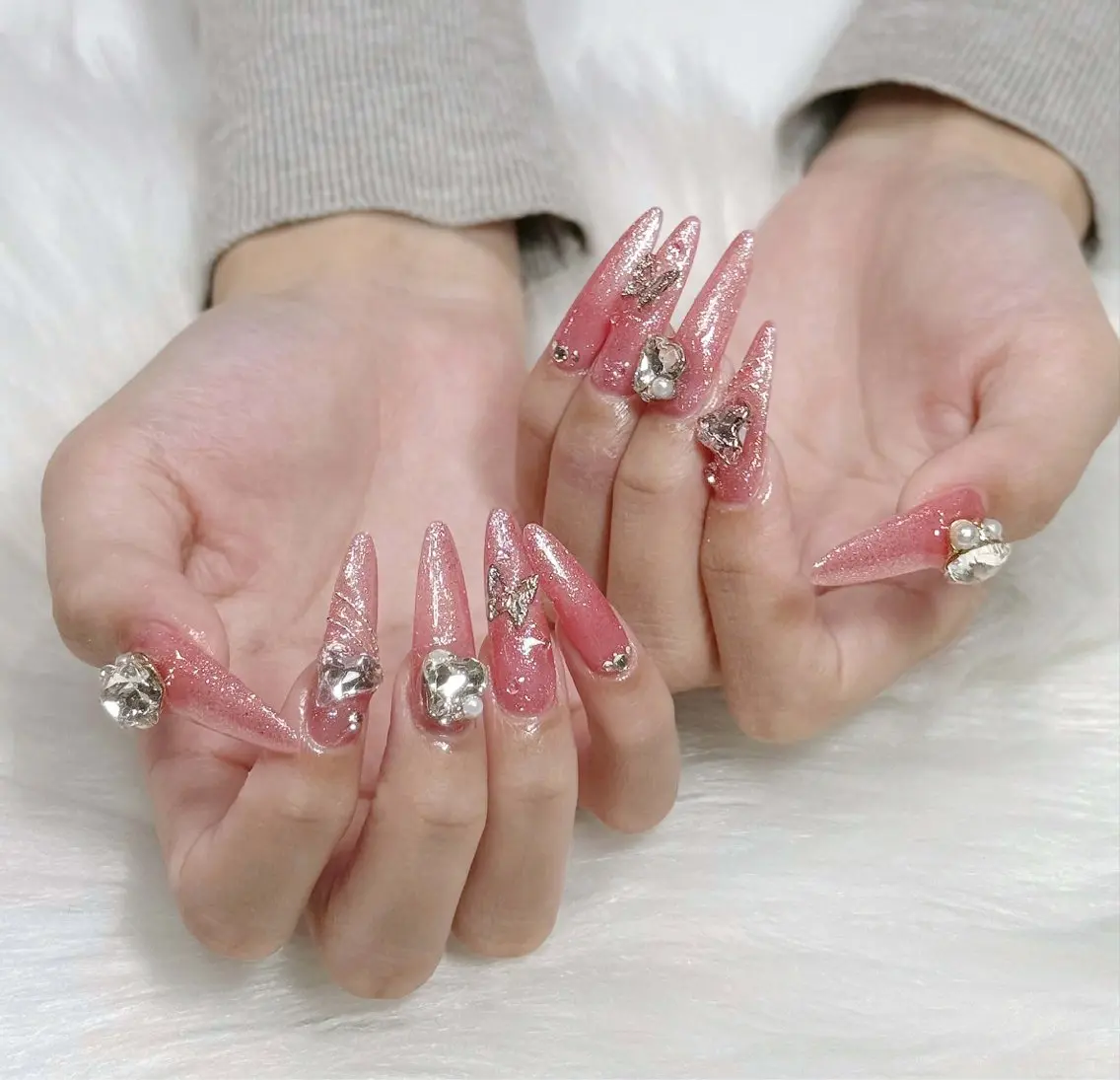 ネイル アートネイル オーロラネイル ジェルネイル 韓国ネイル ロングネイル ハンドネイル Nichi Nailsのネイルデザイン