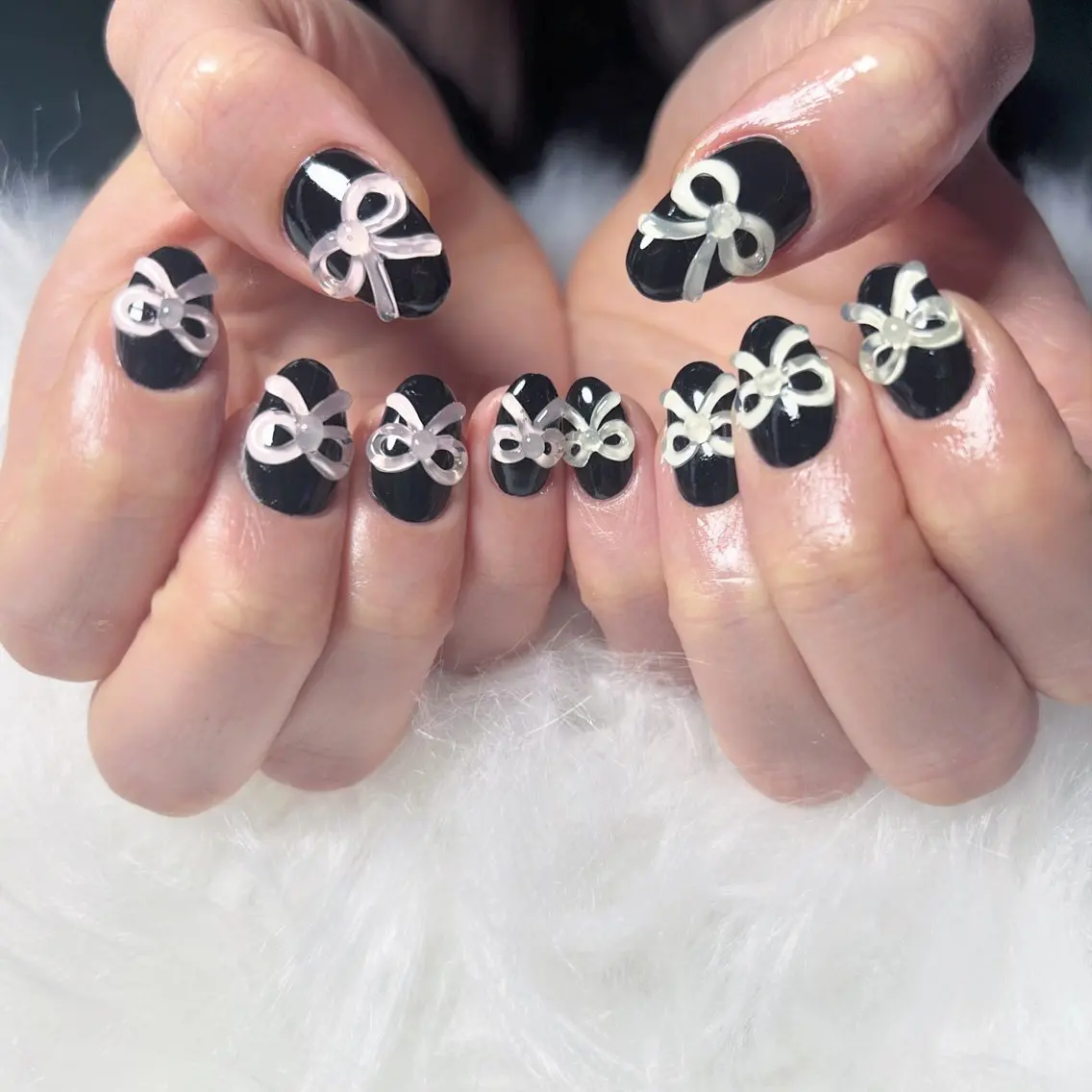 ネイル ぷっくりネイル リボン ハンドネイル haac nailsのネイルデザイン