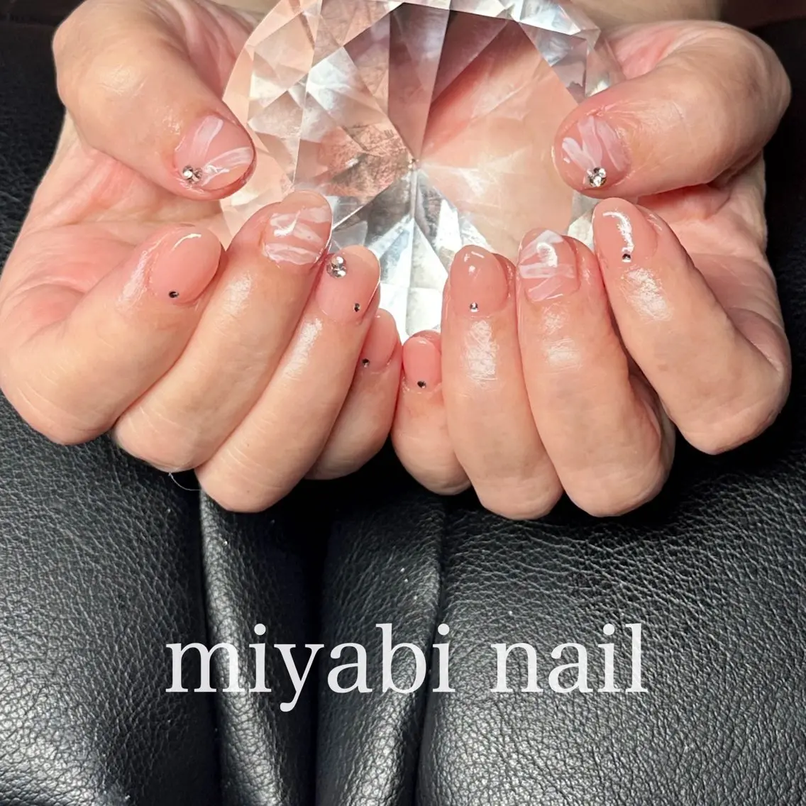 ネイル アートネイル ジェルネイル 持ち込み ピンク リボン ハンドネイル miyabi nail 桂川駅近くのネイルデザイン