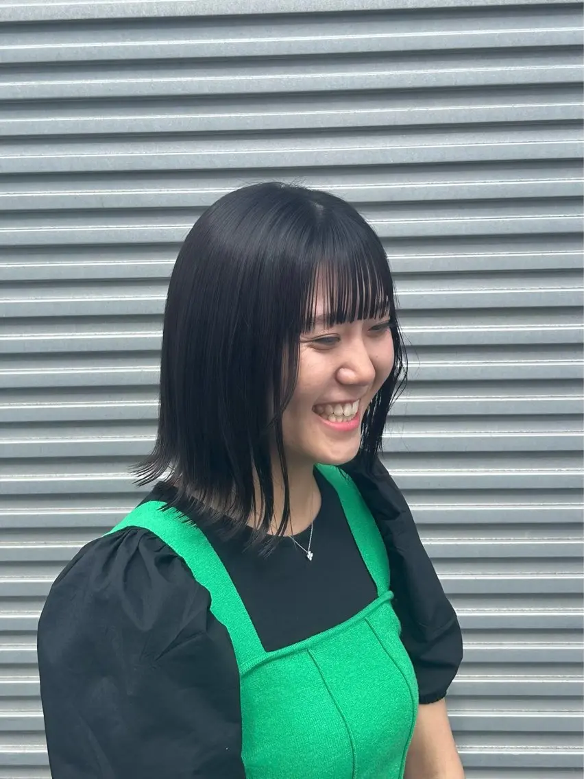 ミディアム カラー 切りっぱなしボブ ボブ 髪質改善 トリートメント レイヤー/ブリーチ/ 渋谷/ルル🌿のヘアスタイル