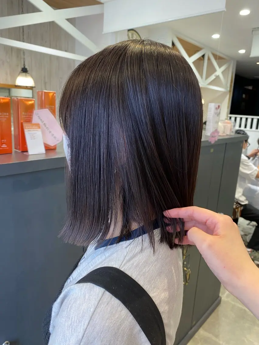 ミディアム カラー ブラウンカラー ラベンダーカラー ラベンダーブラウン カット 柴田 枝利子のヘアスタイル