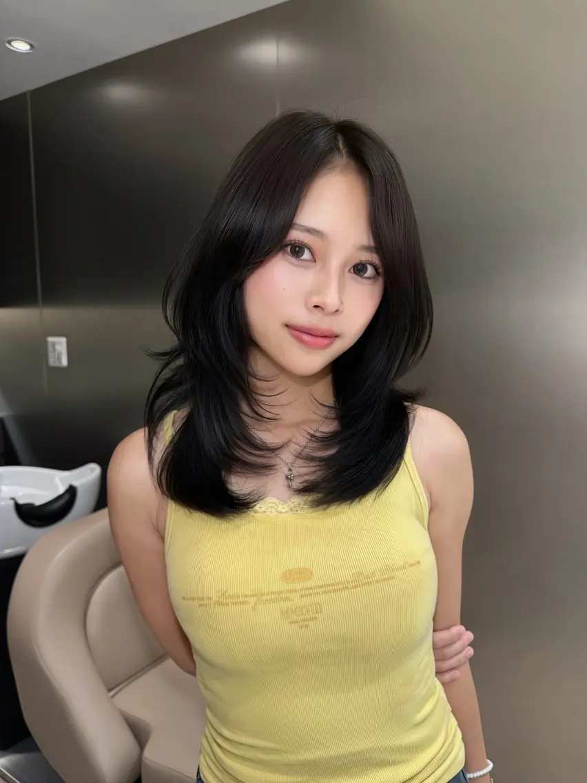 セミロング カット ヘアカラー トリートメント 艶カラー/ハイトーン レイヤー⛓️凜音のヘアスタイル