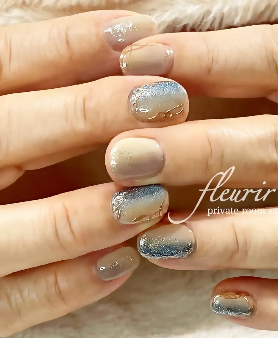 ネイル ニュアンスネイル フルリール 【プライベートサロンのネイルデザイン