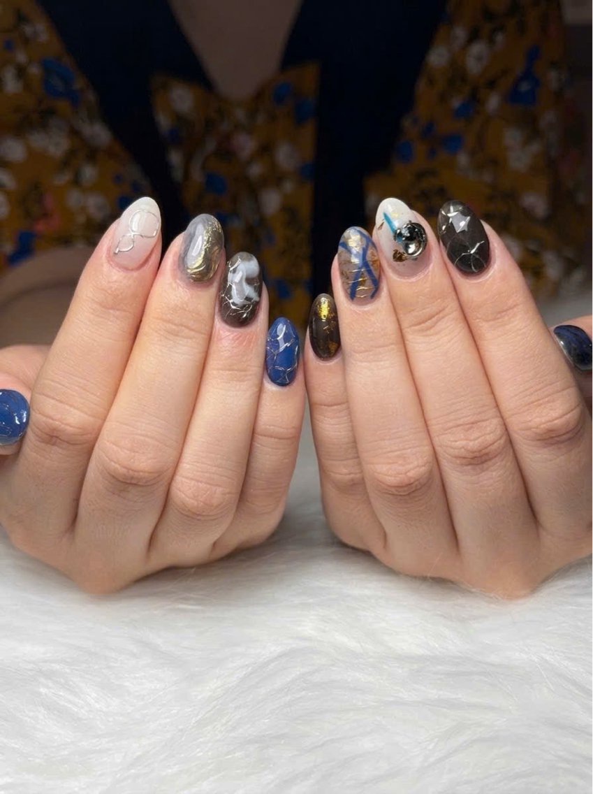 ネイル 長さ出し 韓国ネイル マグネットネイル ミラーネイル 持ち込み ハンドネイル Nail Salon An 渋谷店のネイルデザイン