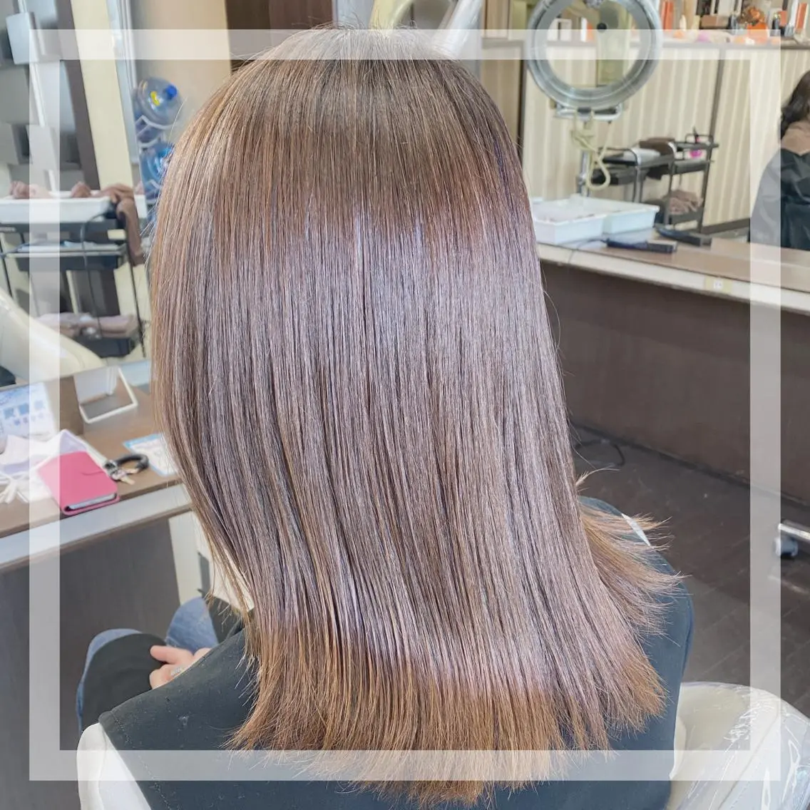 カット✂️+プレミアム縮毛矯正✨+イルミナカラー+トリートメント✨+キラ水💕の写真