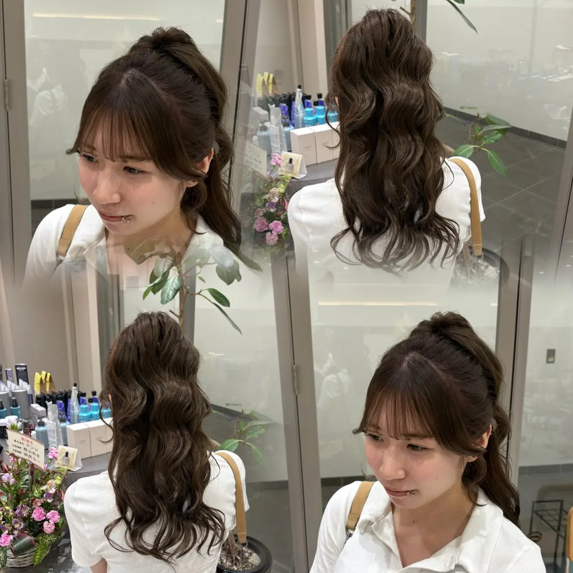 ロング ヘアアレンジ ヘアセット ブリーチなしWカラー /透明感/オリーブのヘアスタイル