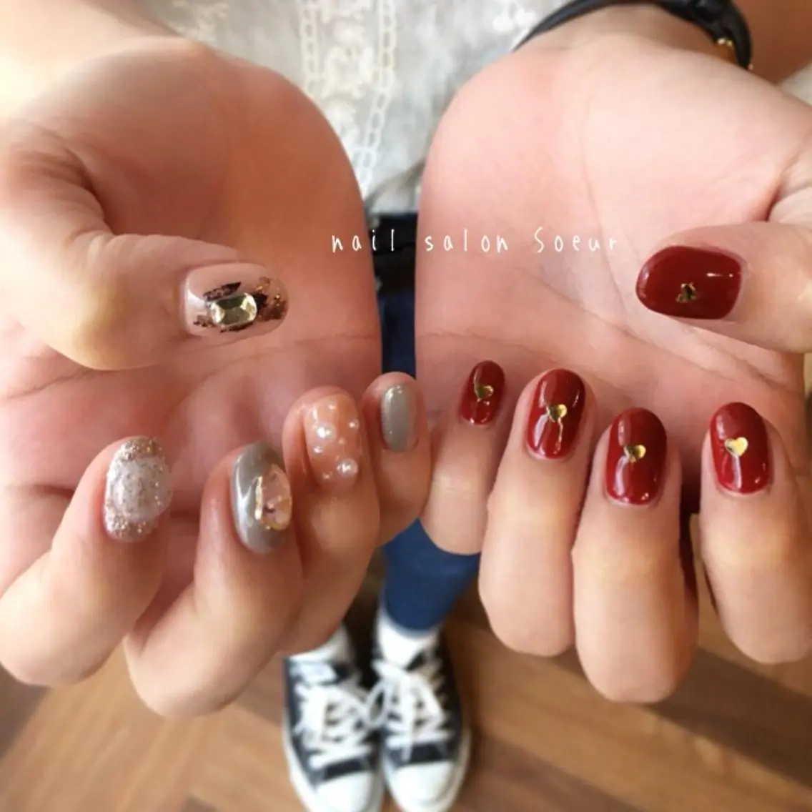 ネイル アートネイル 長さ出し ジェルネイル マットネイル ミラーネイル ハンドネイル nail salon Soeurのネイルデザイン