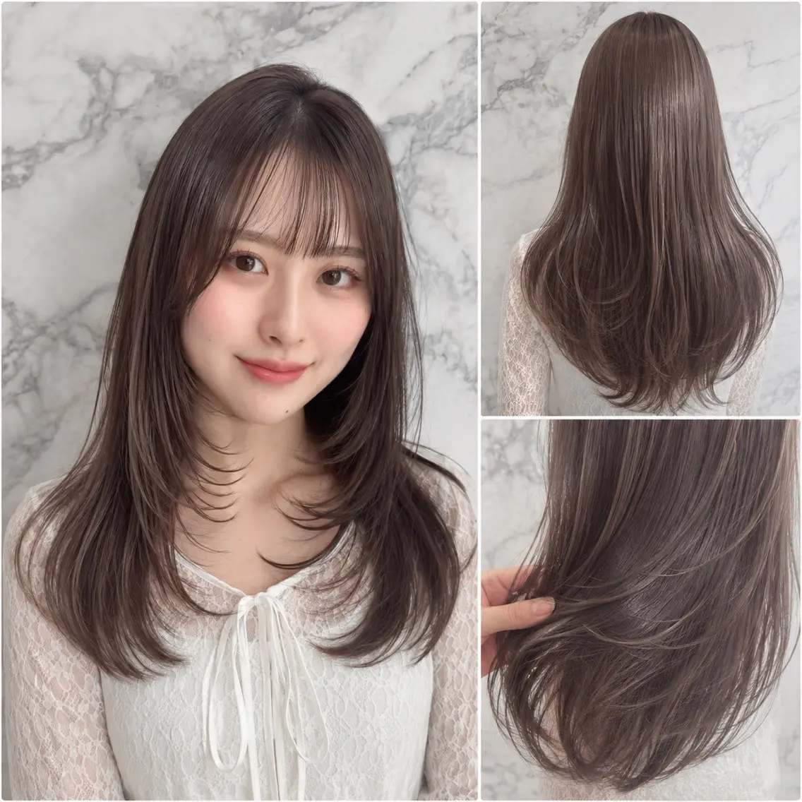 セミロング ヘアカラー トリートメント 池田偲乃/上尾🐰 レイヤー/艶カラーのヘアスタイル