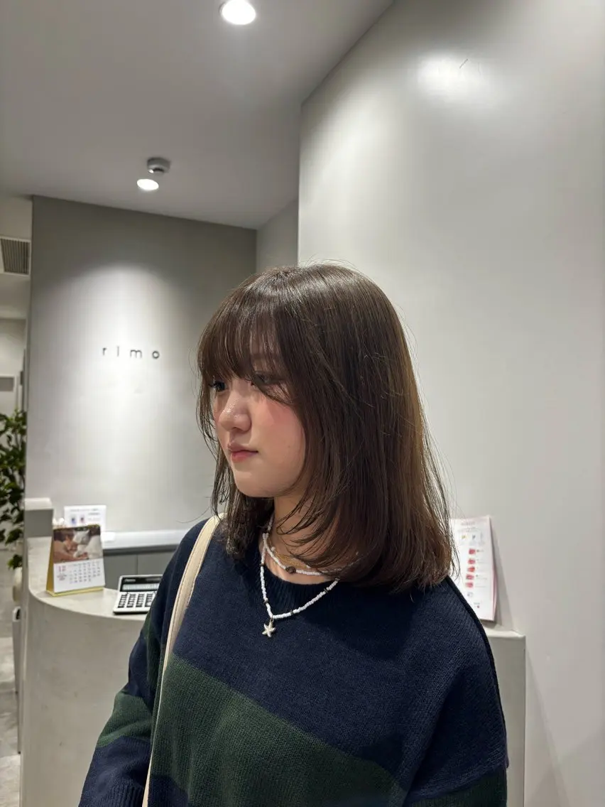ミディアム カラー 透明感カラー オレンジ ヘアカラー トリートメント 藤沢｜艶カラー・ 酸性縮毛🫧ももかのヘアスタイル