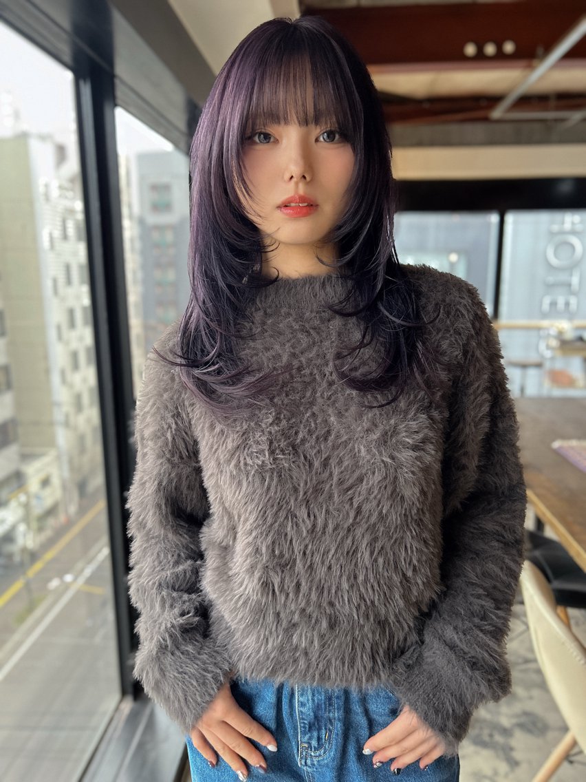 セミロング カラー カット ヘアカラー トリートメント ダブルカラー/ 艶髪/SHISEIのヘアスタイル