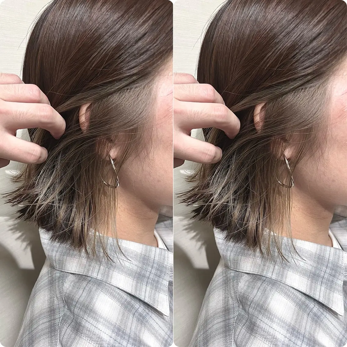 ショート カラー 切っぱなし💇‍♀️ イヤリング🎨龍之介のヘアスタイル