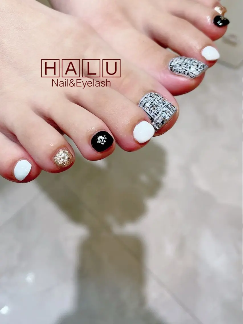 ネイル ツイードネイル ハンドネイル フットネイル HALU ハルのネイルデザイン