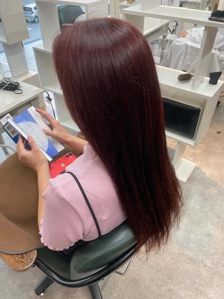 カラー レッドカラー 永井 幸枝のヘアスタイル