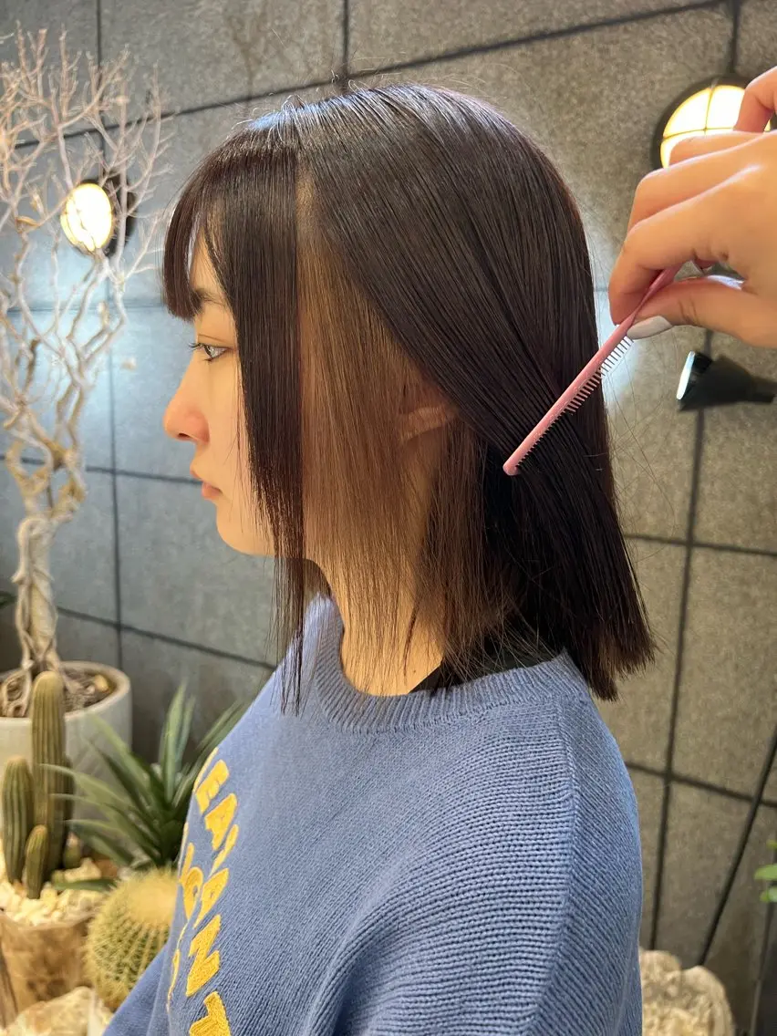 ミディアム カラー ベージュカラー イヤリングカラー インナーカラー 酸性ストレート人気 No,1/カスミ🩰のヘアスタイル