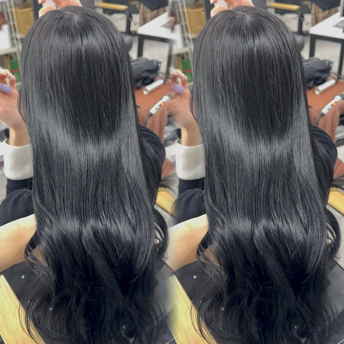 ロング カラー 黒髪 ブルーカラー ブルーブラック 透明感カラー カット ヘアカラー トリートメント 赤み無し柔らかカラー 【梅田】madokaのヘアスタイル