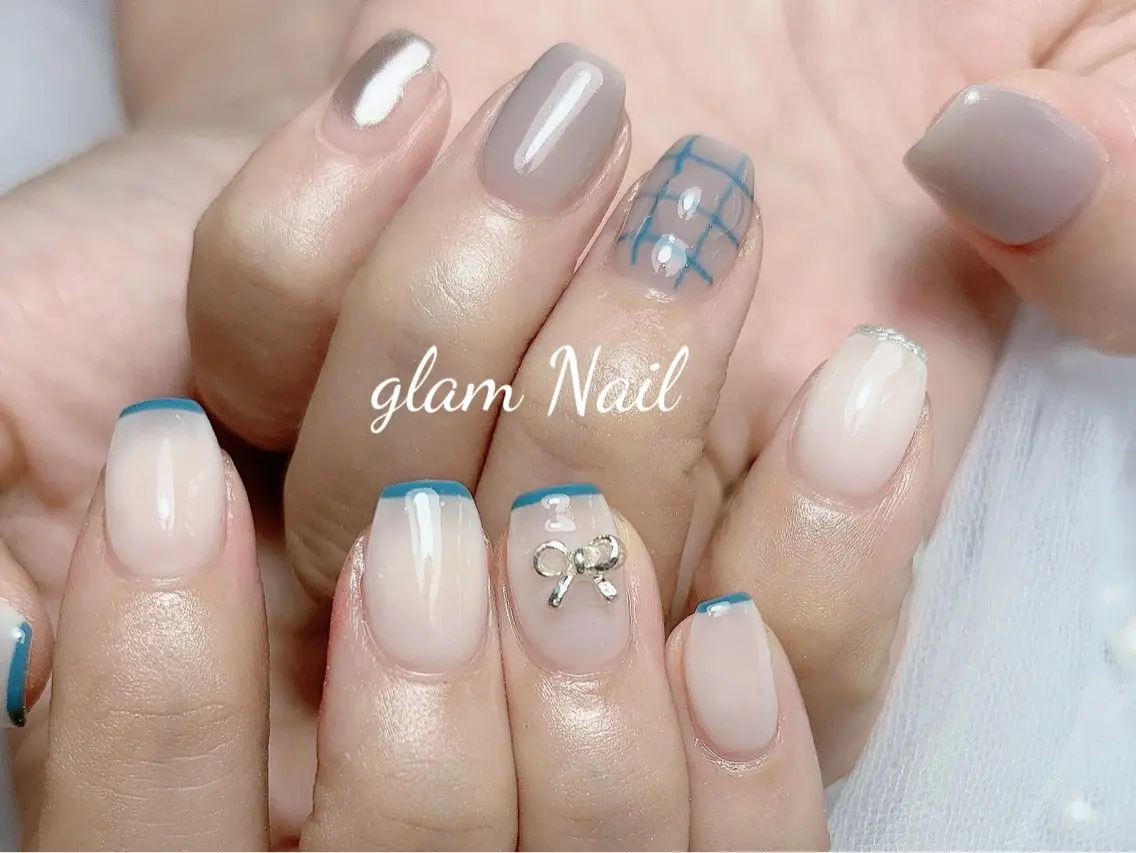 ネイル ハンドネイル エツメ💅 長さだし🎀デザインのネイルデザイン