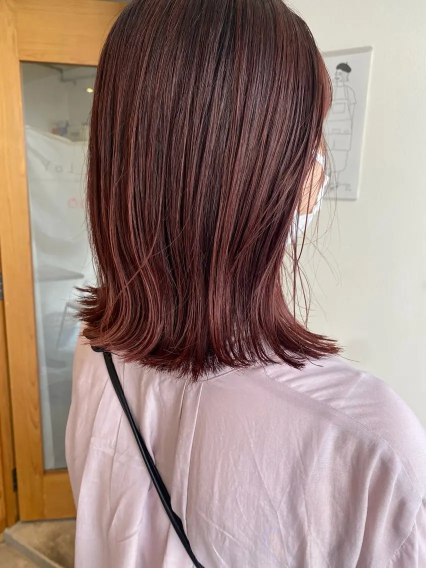 ミディアム ヘアカラー トリートメント 暖色カラー/かまや ゆきえのヘアスタイル