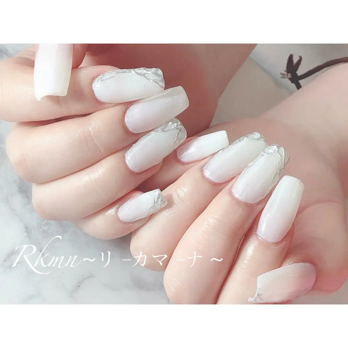 ネイル アートネイル ミラーネイル シンプルネイル 春ネイル スクエアネイル ハンドネイル フットネイル ハンドケア Rkmn ~リ-カマ-ナ~のネイルデザイン