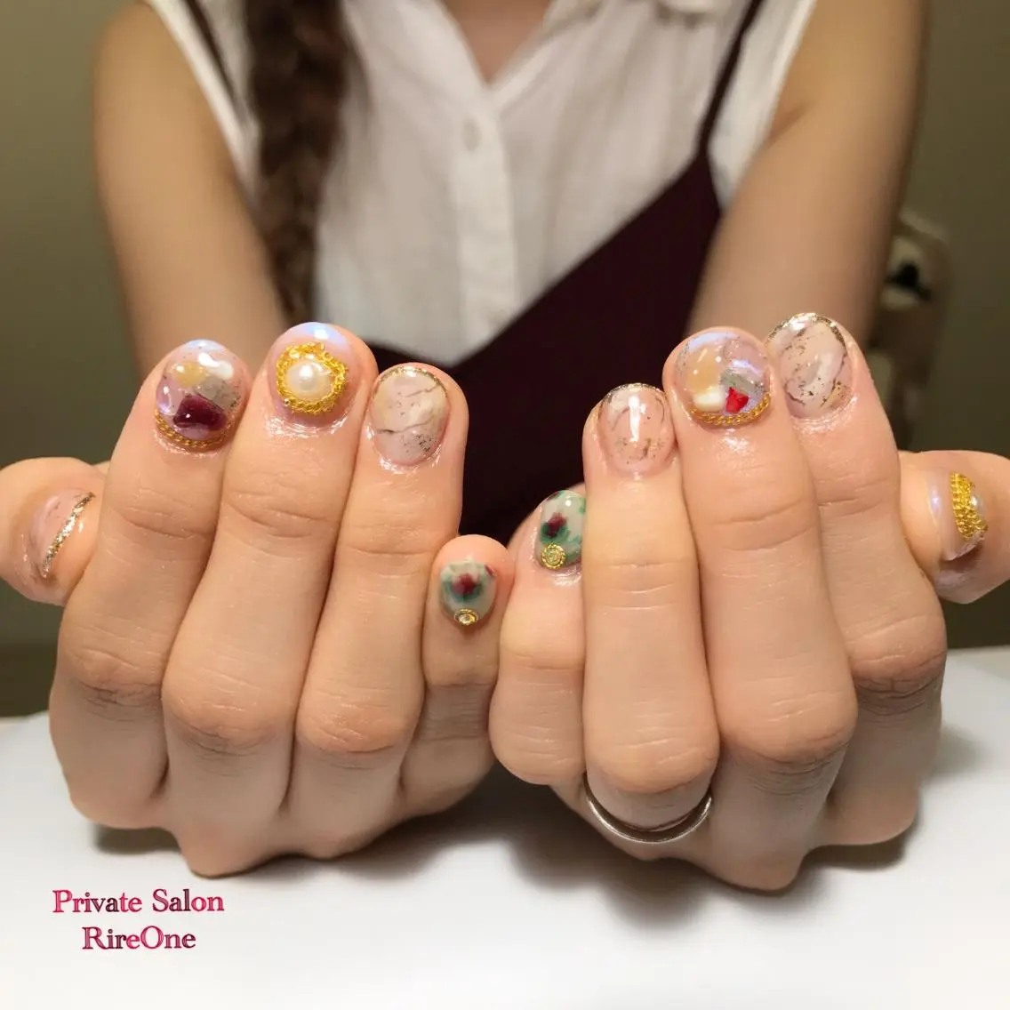 ネイル アートネイル 大理石ネイル(マーブル) 持ち込み RireOne ~リルワン~のネイルデザイン