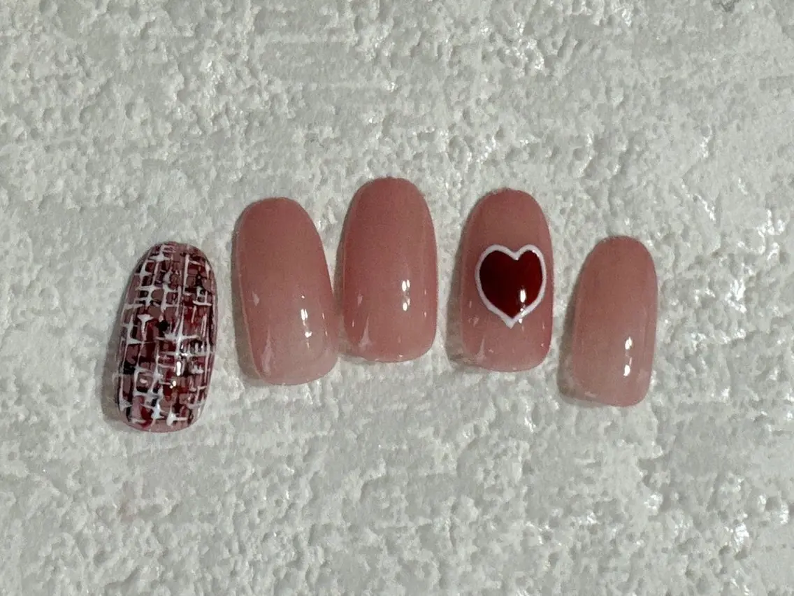 ネイル ジェルネイル メンズネイル パラジェル バレンタイン ワンホンネイル kiki nail &brow二子玉川のネイルデザイン