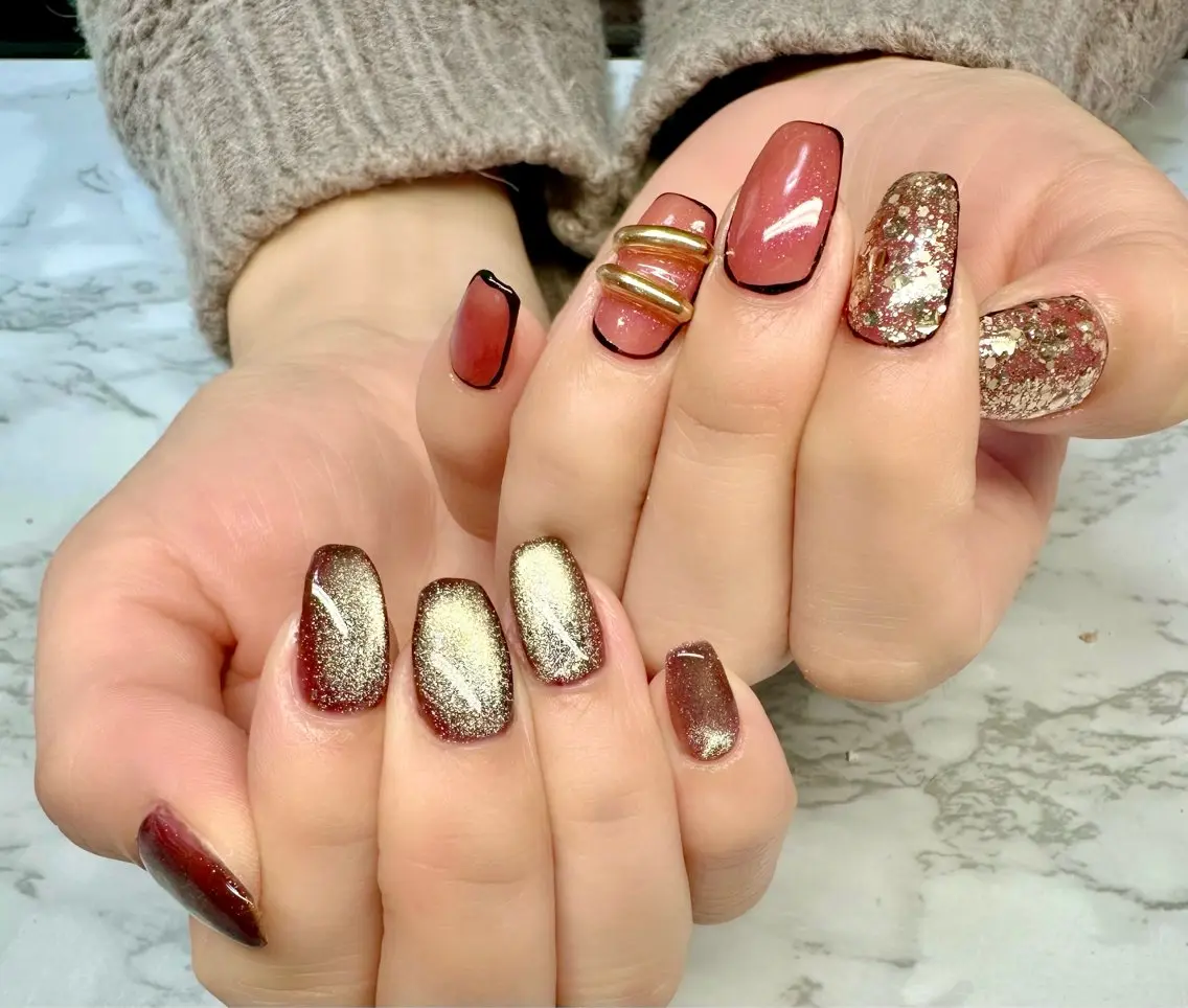 ネイル マグネットネイル ニュアンスネイル 春ネイル Mai’s nailのネイルデザイン