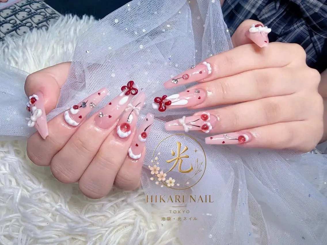 ネイル チークネイル 長さ出し フレンチネイル ガーリー ハロウィン ハンドネイル HikariNail Ikebukuroのネイルデザイン