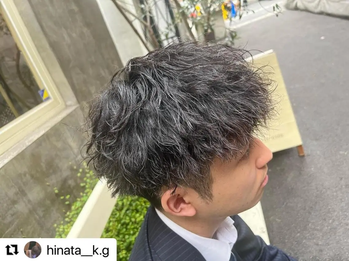 ショート カラー パーマ メンズ マッシュ メンズパーマ プードルパーマ メンズウルフカット ショートヘア 🩷Eny terrace🩷のヘアスタイル