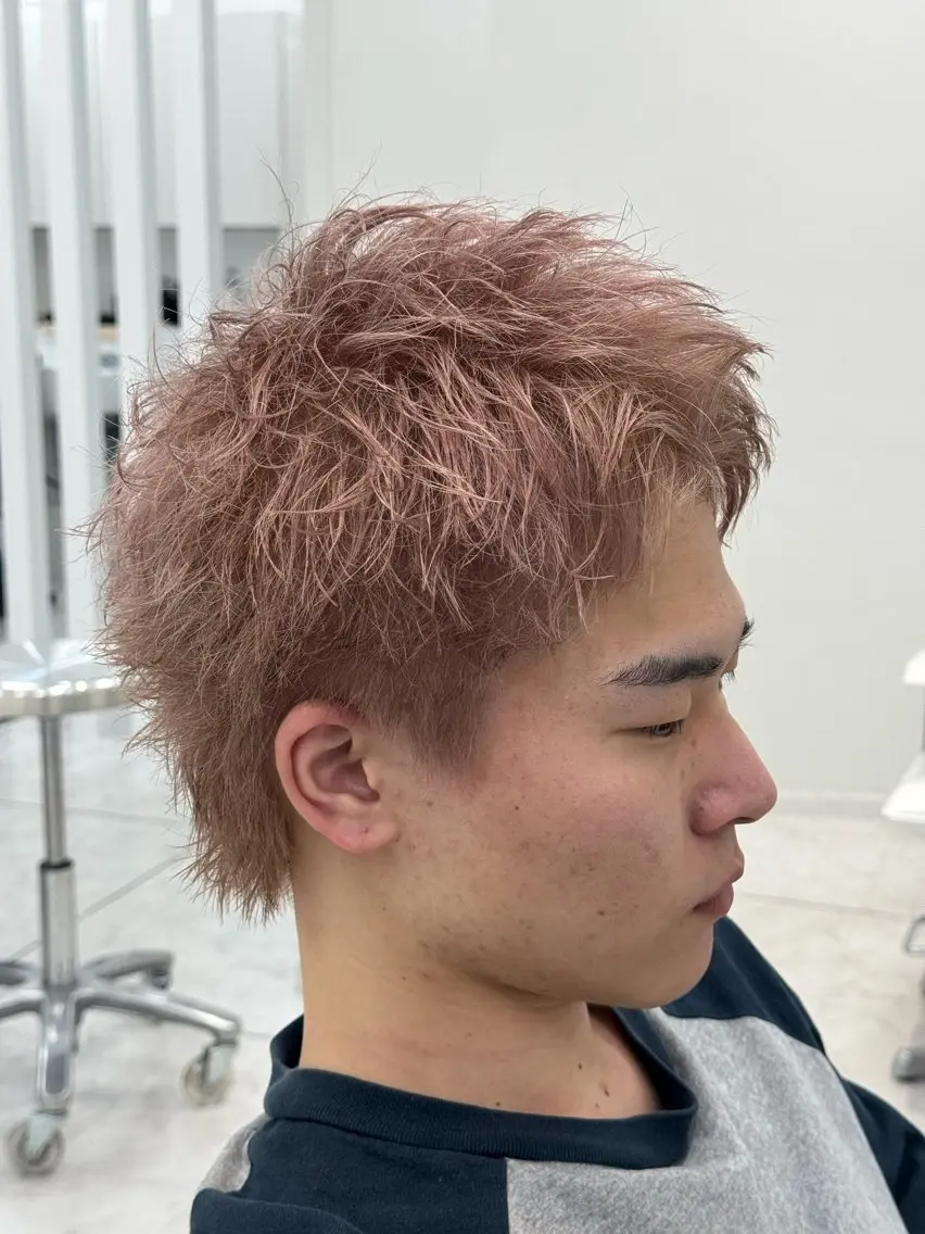 ショート カラー メンズ メンズブリーチ ベージュカラー ブリーチ ピンクカラー ピンクベージュ ヘアカラー 🔥メンズ特化美容師 🔥石川大雅のヘアスタイル