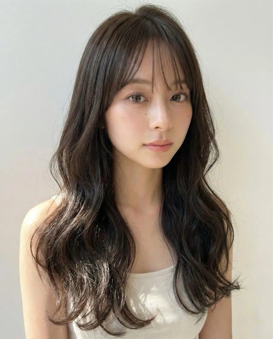 ロング レイヤーカット カット ヘアカラー トリートメント レイヤー/顔周り カット/松岡 祥利のヘアスタイル