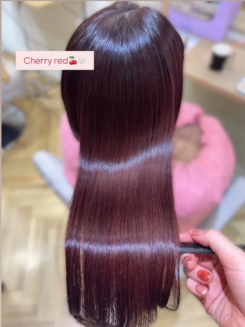 セミロング カラー レッドカラー カット ヘアカラー トリートメント 🌷MIREA🌷 LUANA 難波店のヘアスタイル
