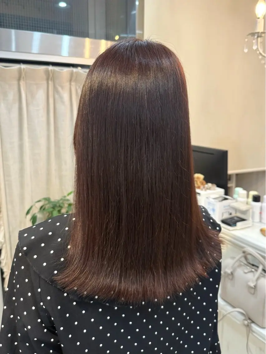 ミディアム 縮毛矯正 トリートメント ヘアカラー reina /練習モデル様募集中のヘアスタイル