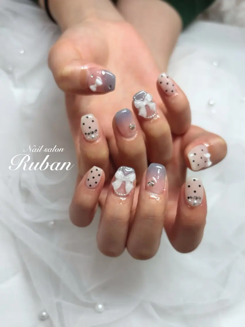 ネイル アートネイル 持ち込み リボン Nail salon Rubanのネイルデザイン
